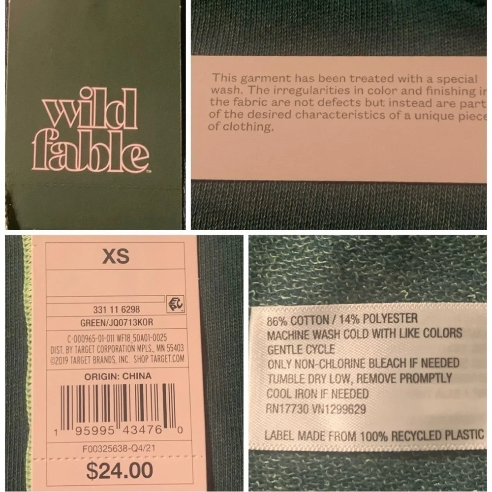 NWT 3pc Bundle WILD FABLE Hoodie Top Sweatshirt Pink Orange Green Junior XS NEW - Picture 12 of 16